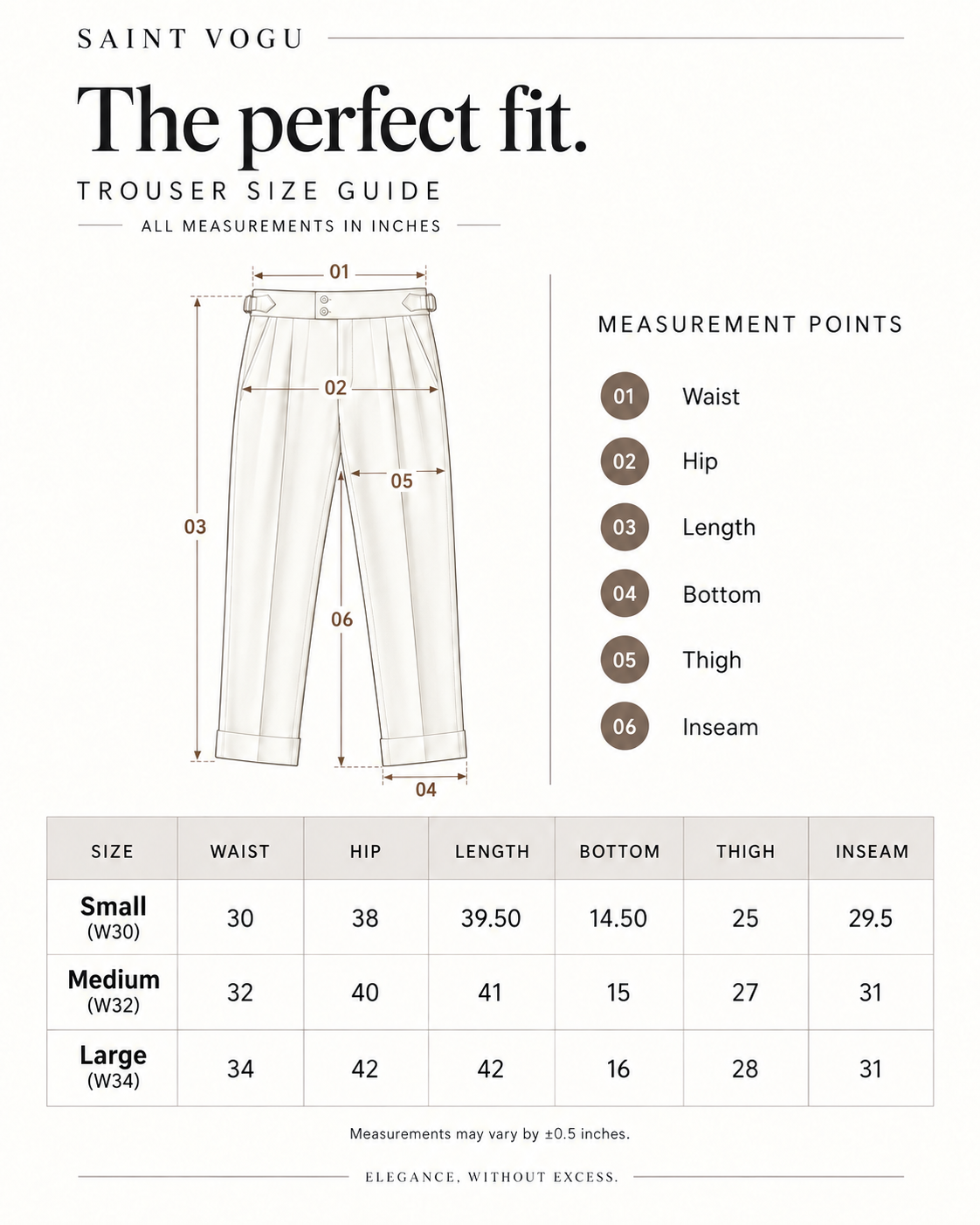 Size chart